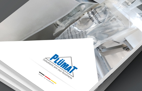 Neue Broschüre im modernen Design – erstellt für die PLÜMAT Maschinenbau Vertriebs GmbH von der Handmade Interactive Werbeagentur.
